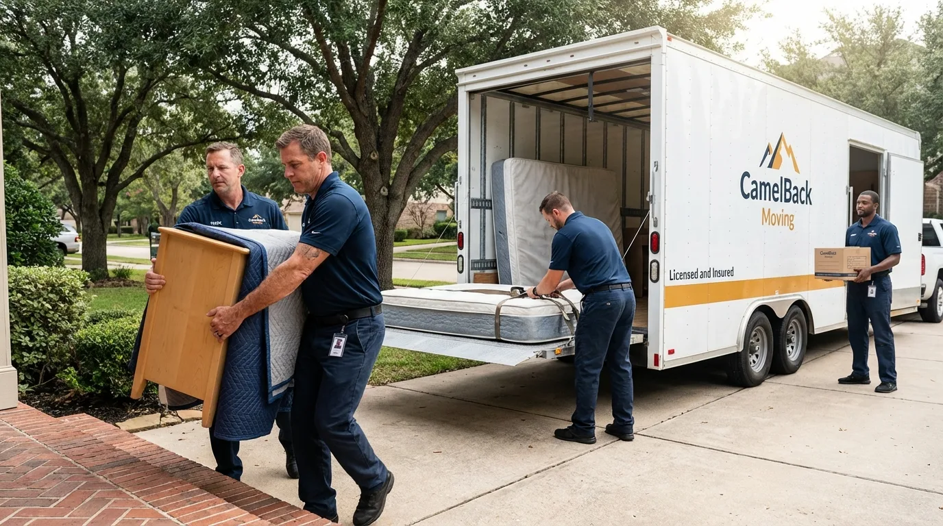 Crew loading residential truck for cross-state move from Emigsville, PA