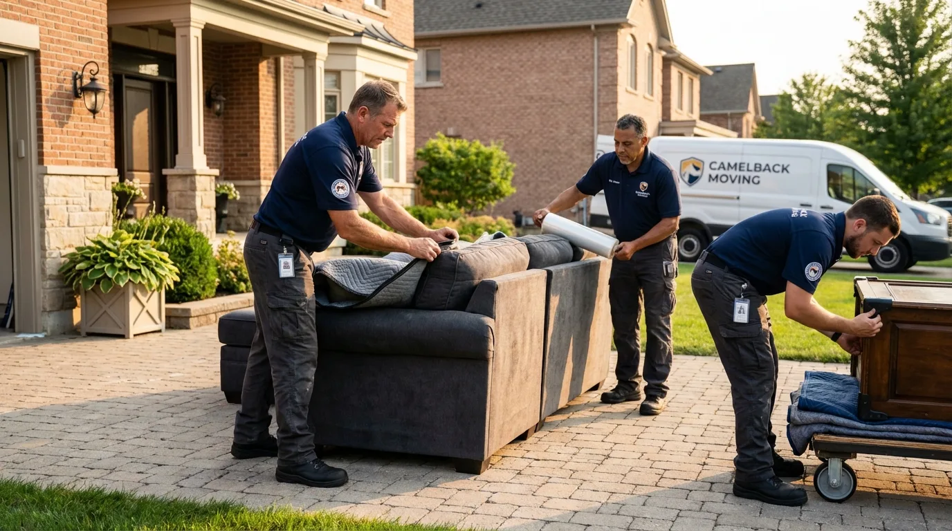 Large estate moving crew wrapping furniture in Emigsville, PA